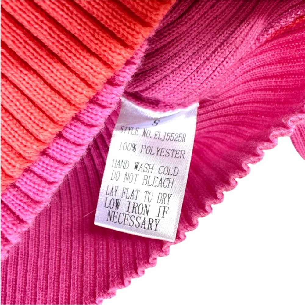 Peach Couture Women's V-Neck Sweater - Coral and Magenta - Picture 5 of 6